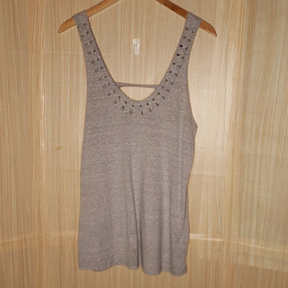 Topshop Womens Oversized Gray Tank Top With Raw Hem Small